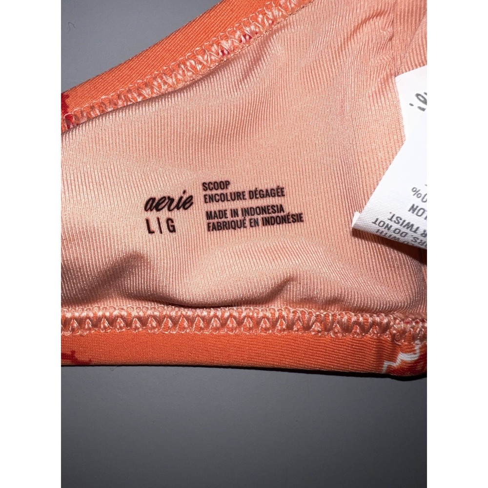 Aerie Scoop Orange Handkerchief Bikini Top Adjustable Padded Recycled Size L - Picture 7 of 9